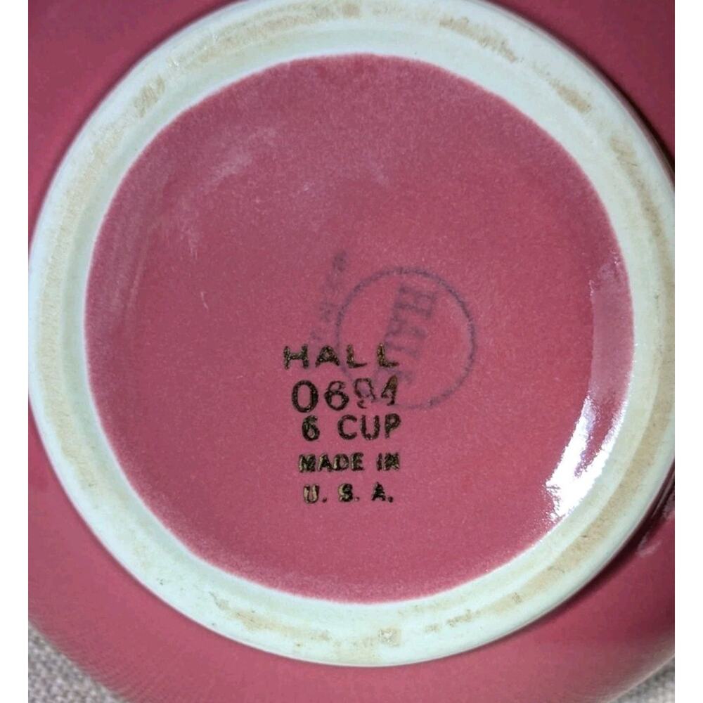 Vintage Hall China 0694 6 cup Teapot Mauve Rose Pink With Gold Trim/Flowers - Picture 14 of 16